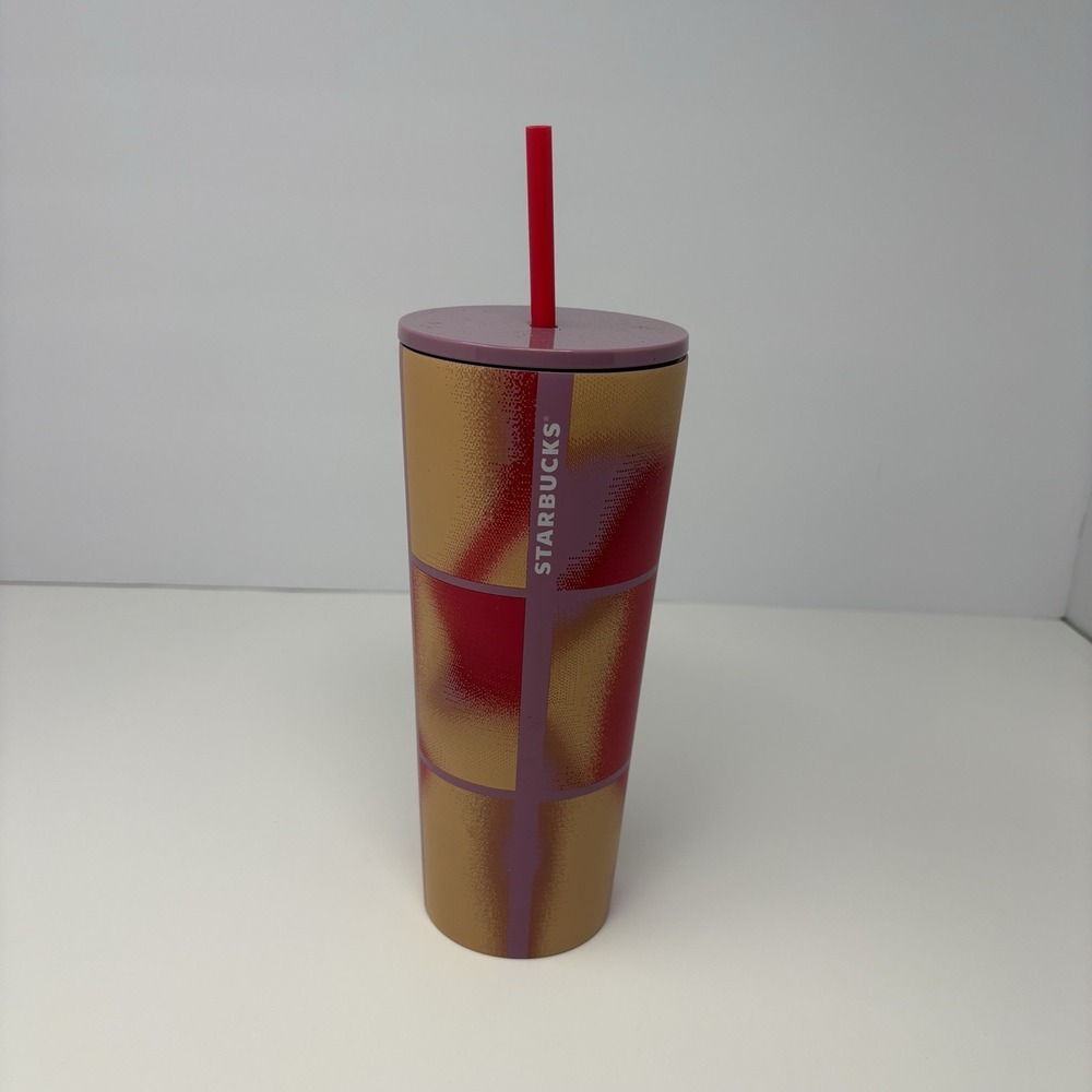 Starbucks Geometric Airbrush Cold Cup 24oz Spring 2025 Tumbler Pink New